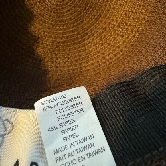 Betmar New York Upturned Brim Brown Paper Packable Woven Sun Hat One Size. - Picture 5 of 7
